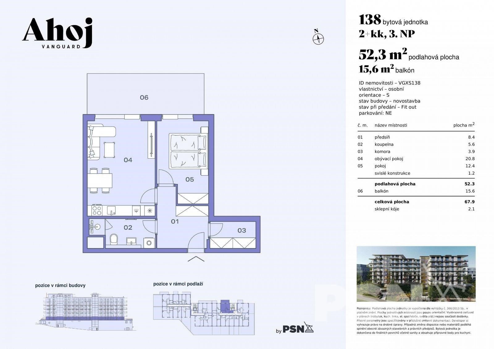 2+kk, Československého exilu, Praha, 52 m²