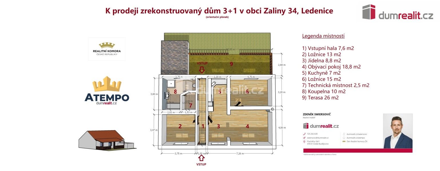 Prodej rodinný dům - Zaliny, Ledenice, 82 m²