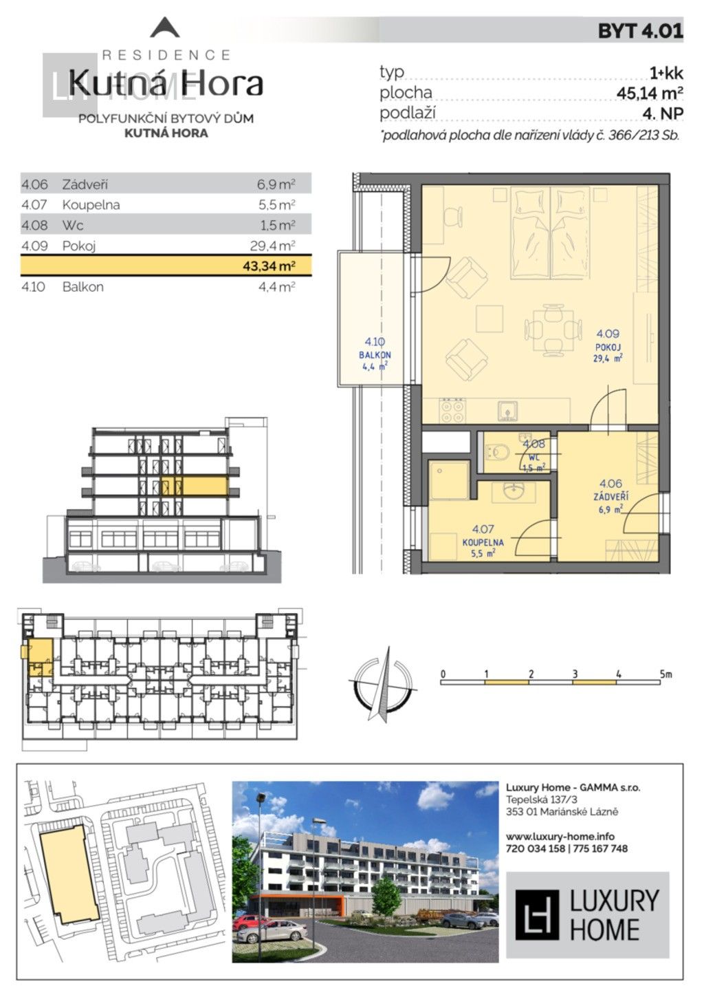 Prodej byt 1+kk - Za Lidkou, 45 m²