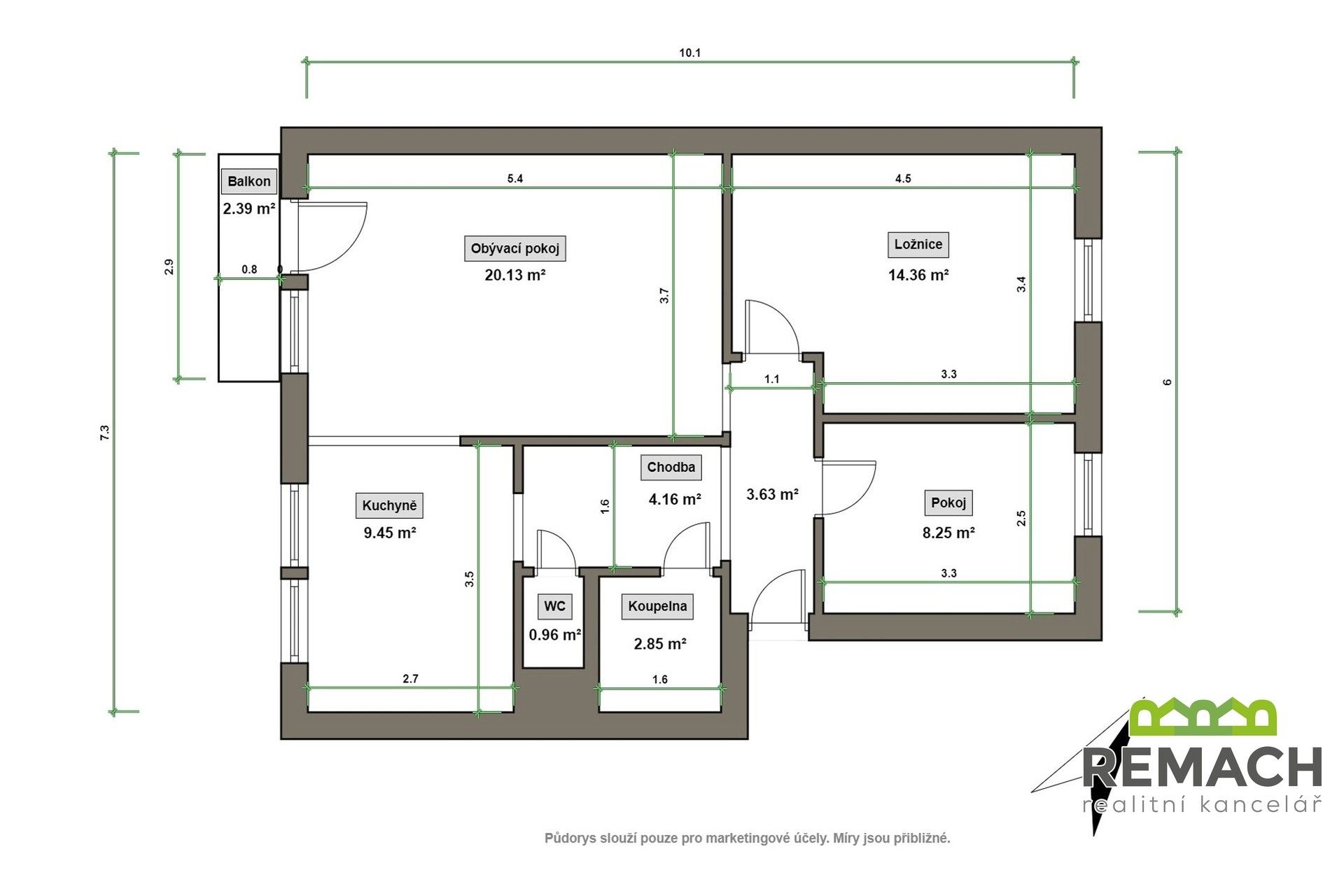 Prodej byt 3+1 - Hýsly, 66 m²