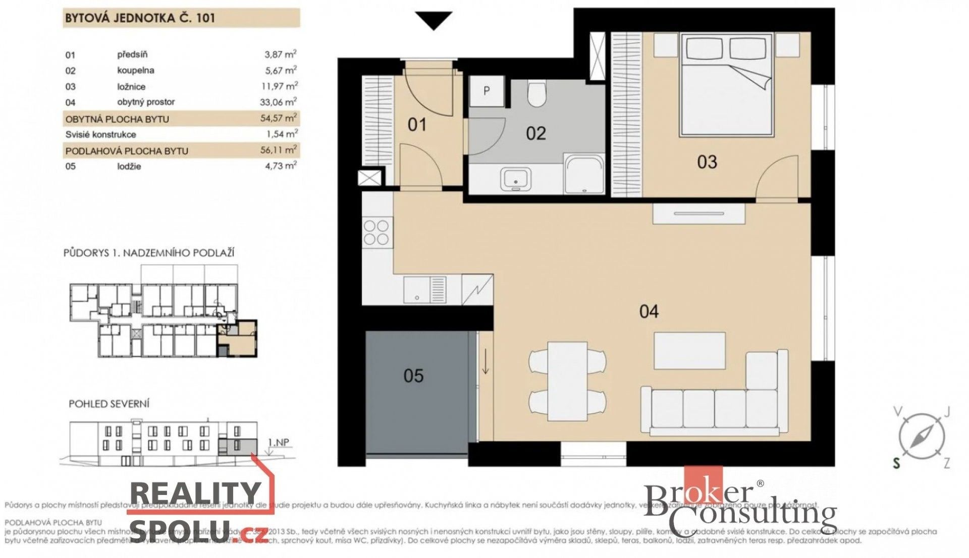 Prodej byt 2+kk - Medkova, Praha, 54 m²