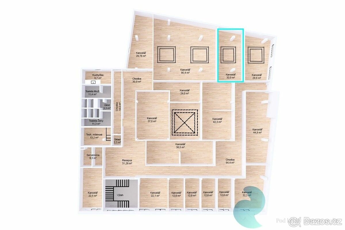 Pronájem kancelář - České Budějovice, 370 01, 32 m²