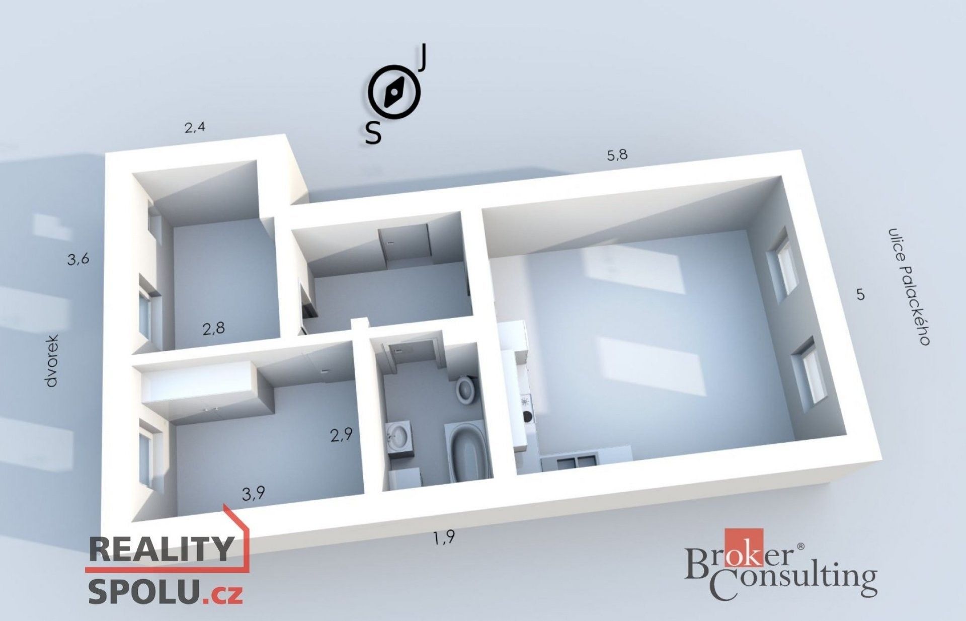 Prodej byt 3+kk - Palackého, Opava, 62 m²