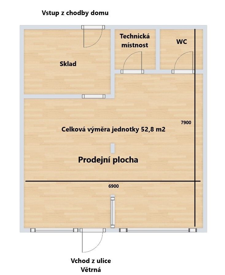 Obchodní prostory, České Budějovice, 370 05, 53 m²
