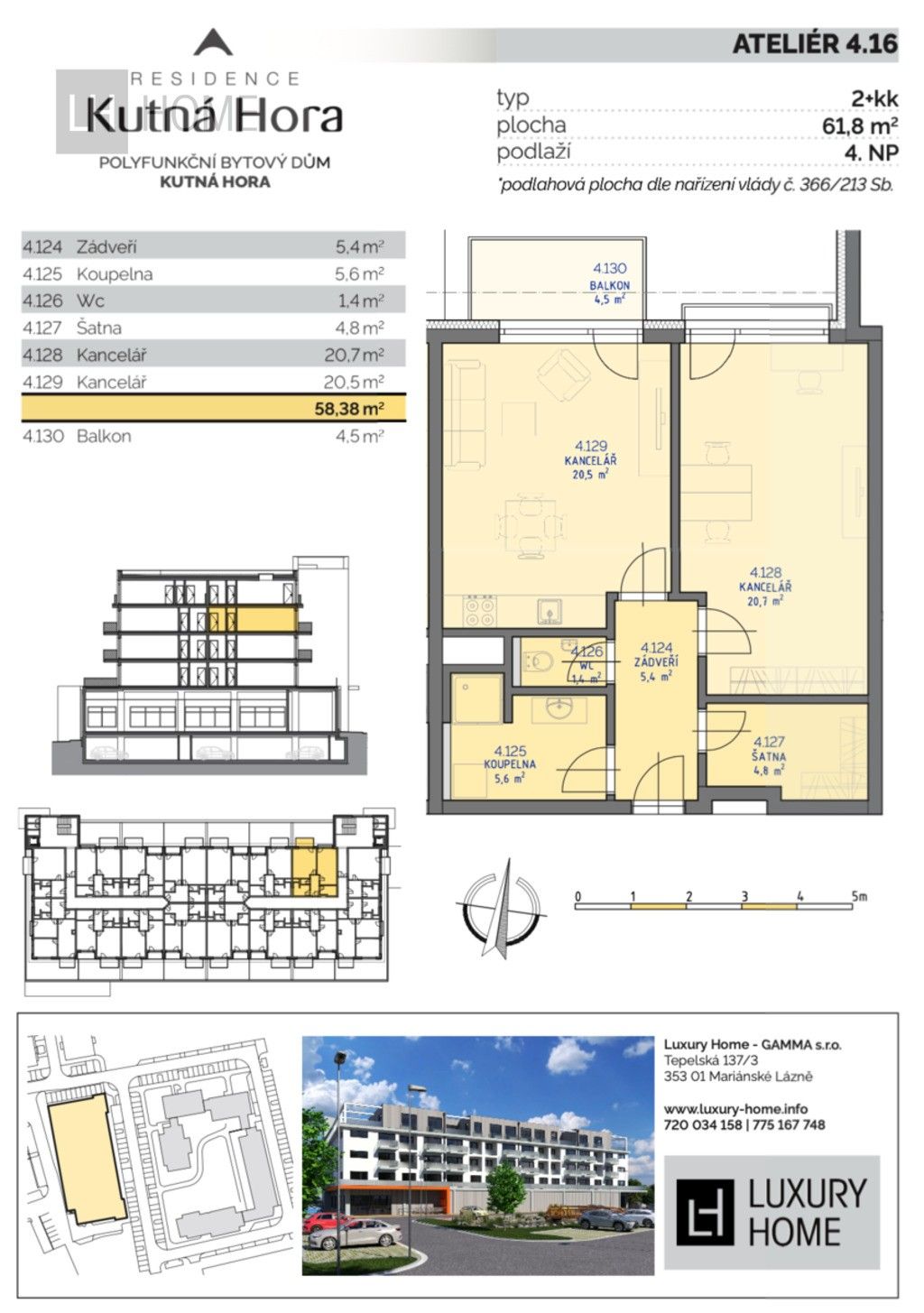 Prodej byt 2+kk - Za Lidkou, Kutná Hora, 61 m²