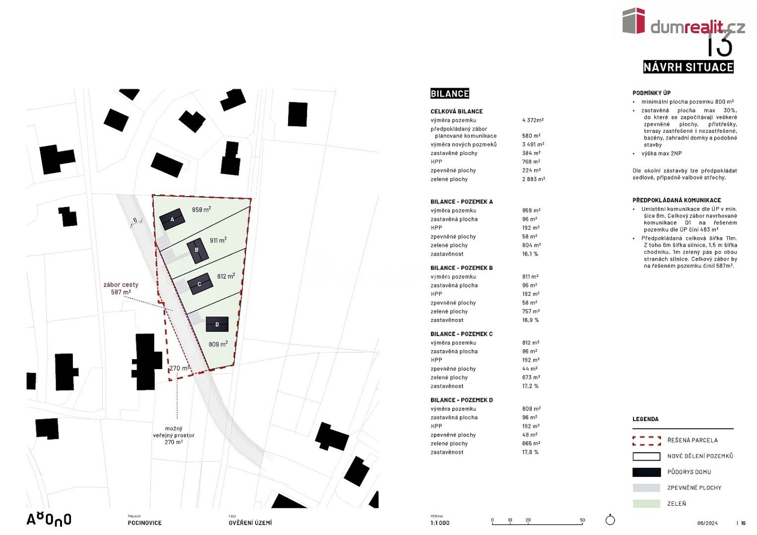 Pozemky pro bydlení, Pocinovice, 4 102 m²