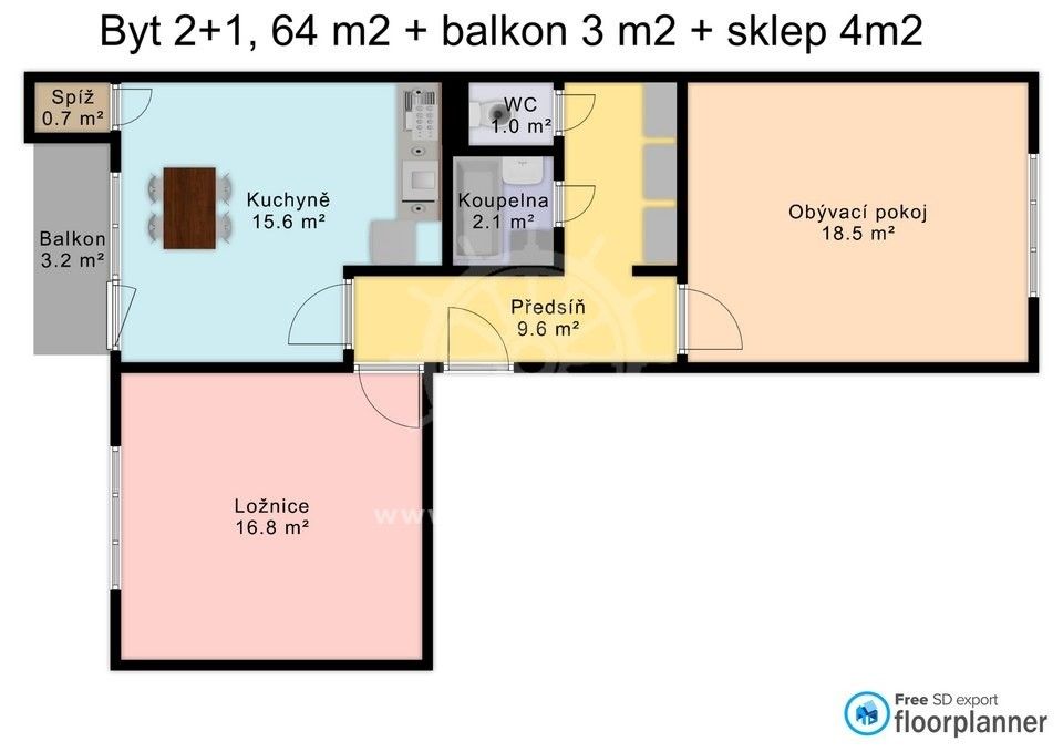 Pronájem byt 2+1 - Foustkova, Brno, 64 m²