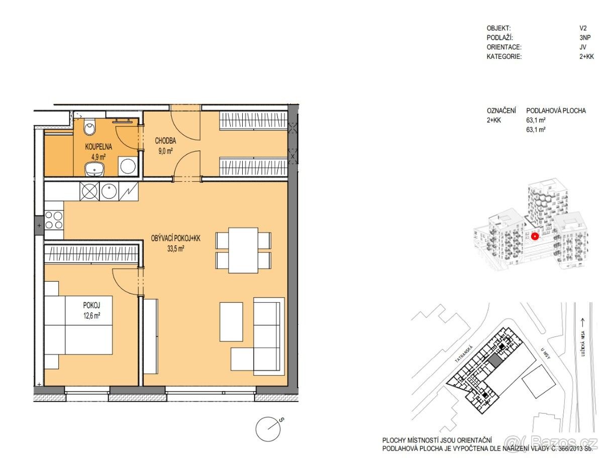 Pronájem byt 2+kk - Liberec, 460 07, 63 m²