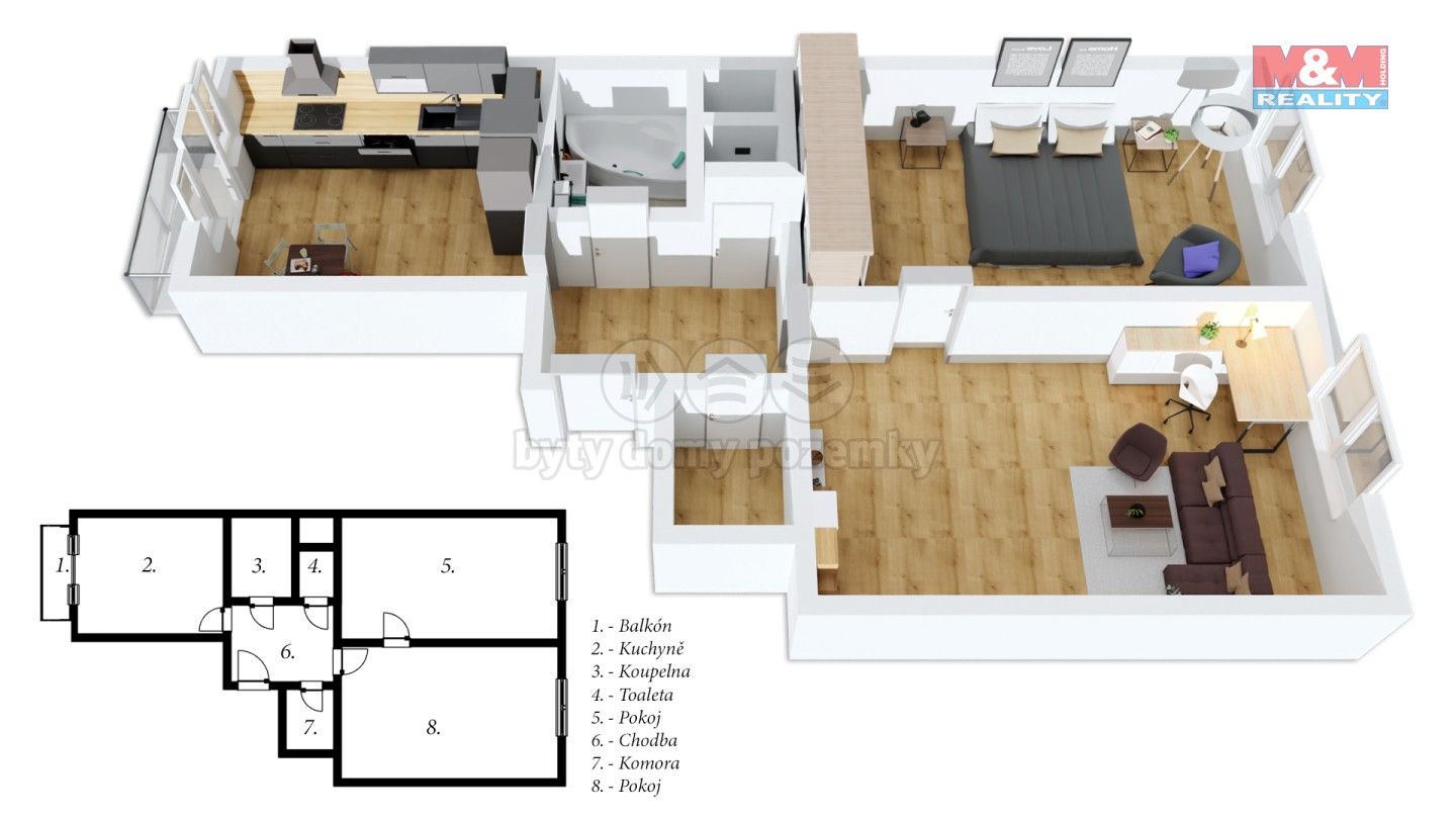 Prodej byt 2+1 - Pichlova, Pardubice, 60 m²