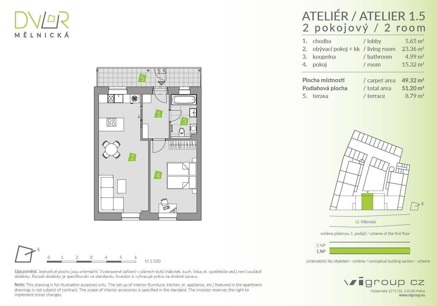 Prodej byt 2+kk - Mělnická, Brandýs nad Labem-Stará Boleslav, 49 m²