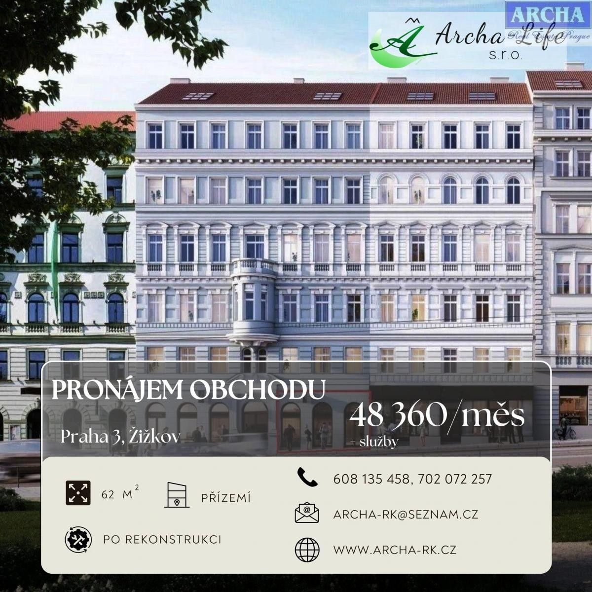 Obchodní prostory, Italská, Praha, 62 m²