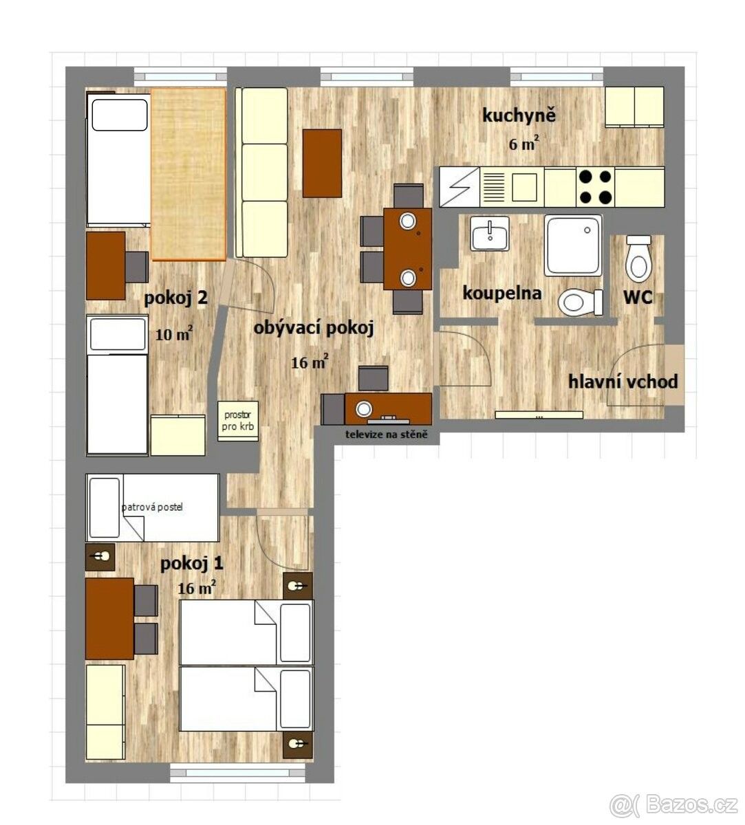 Prodej byt 2+1 - Deštné v Orlických horách, 517 91, 60 m²