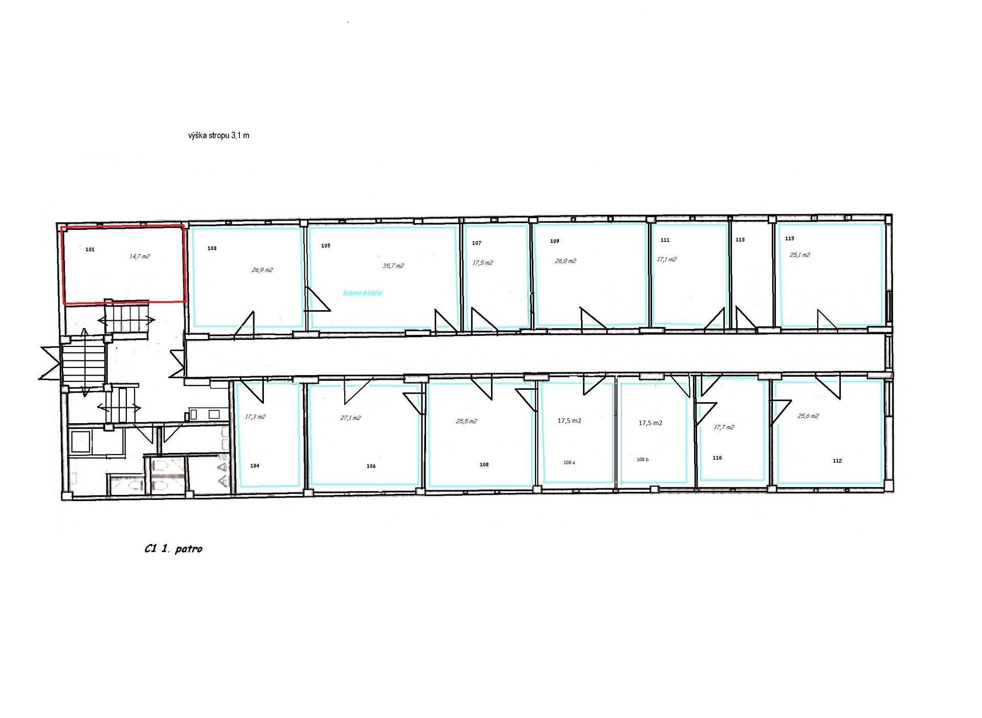 Pronájem kancelář - Naskové, Praha, 14 m²