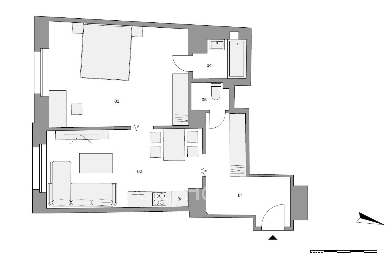 2+kk, Přípotoční, Praha, 54 m²