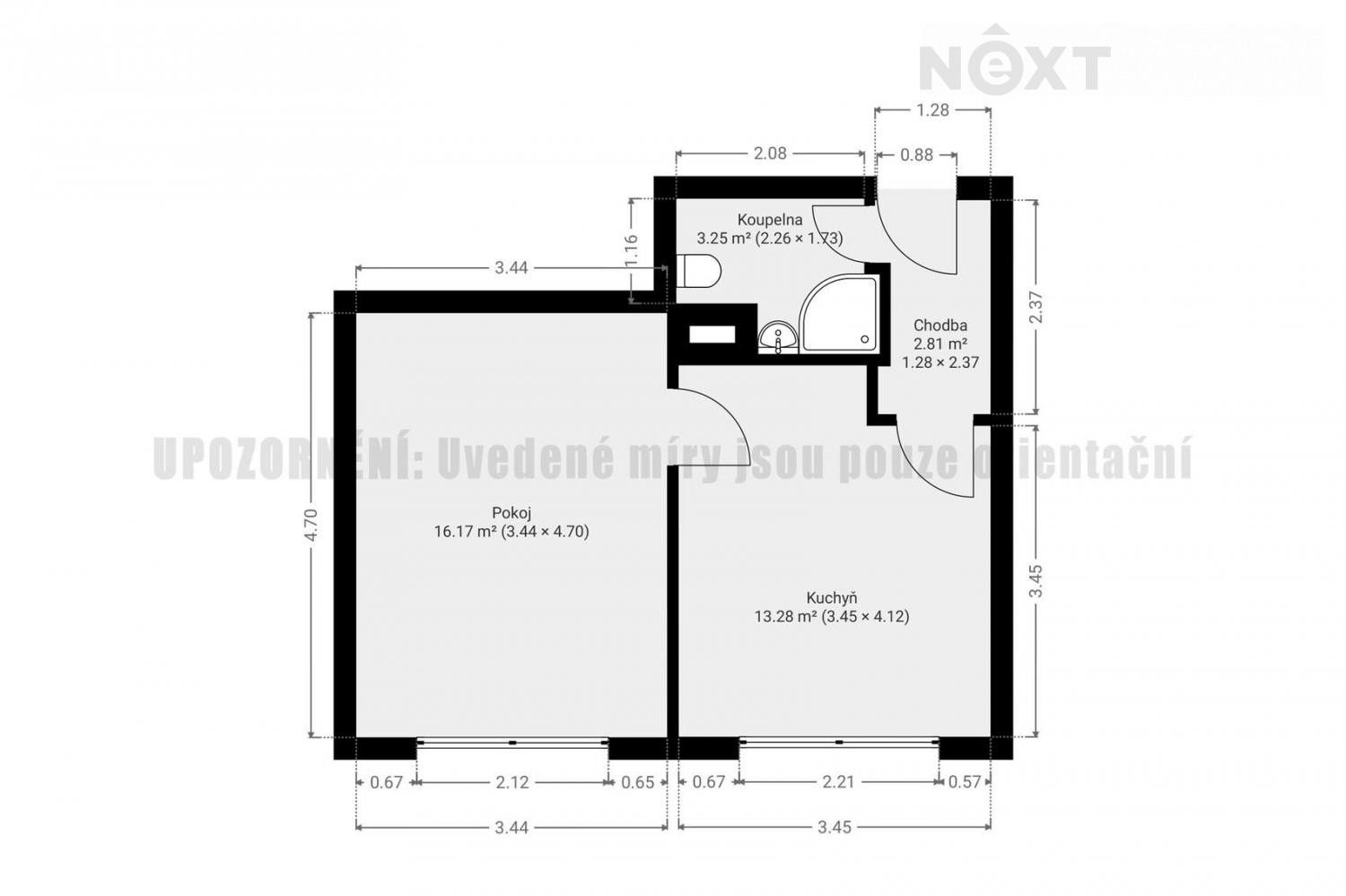 Prodej byt 1+1 - Palackého třída, Chrudim, 37 m²