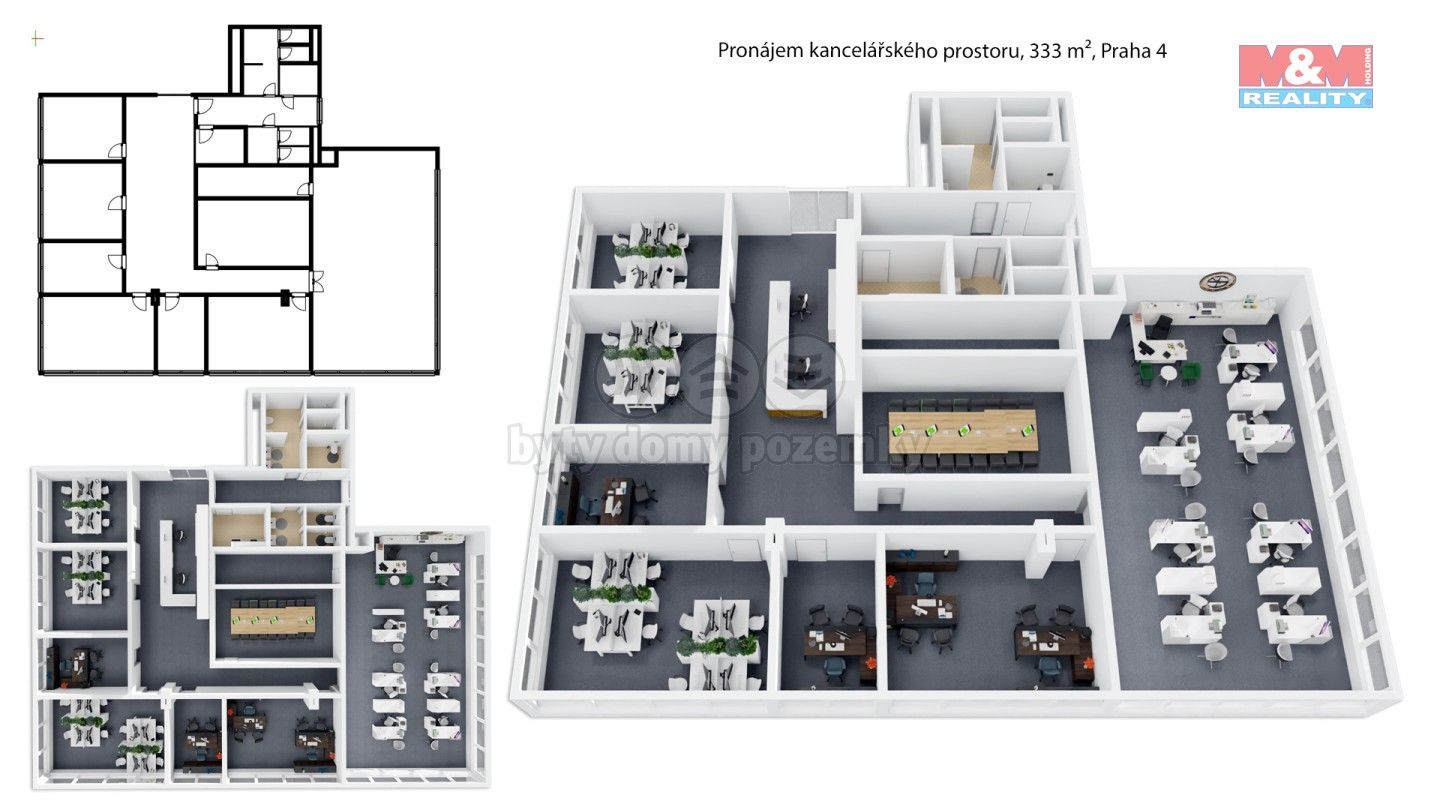 Pronájem kancelář - Kischova, Praha, 333 m²