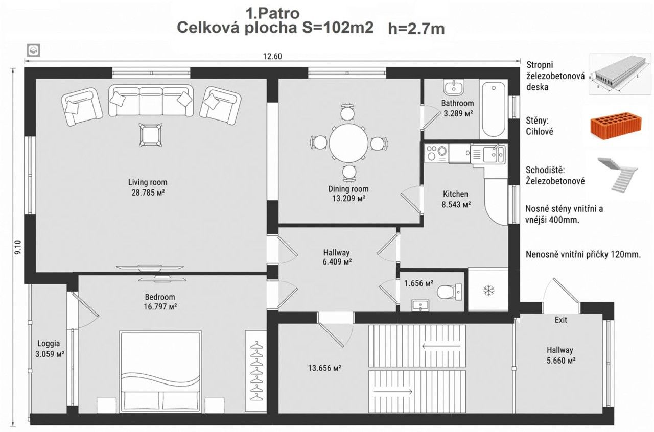 Prodej byt 3+1 - Zlenická, Praha, 86 m²