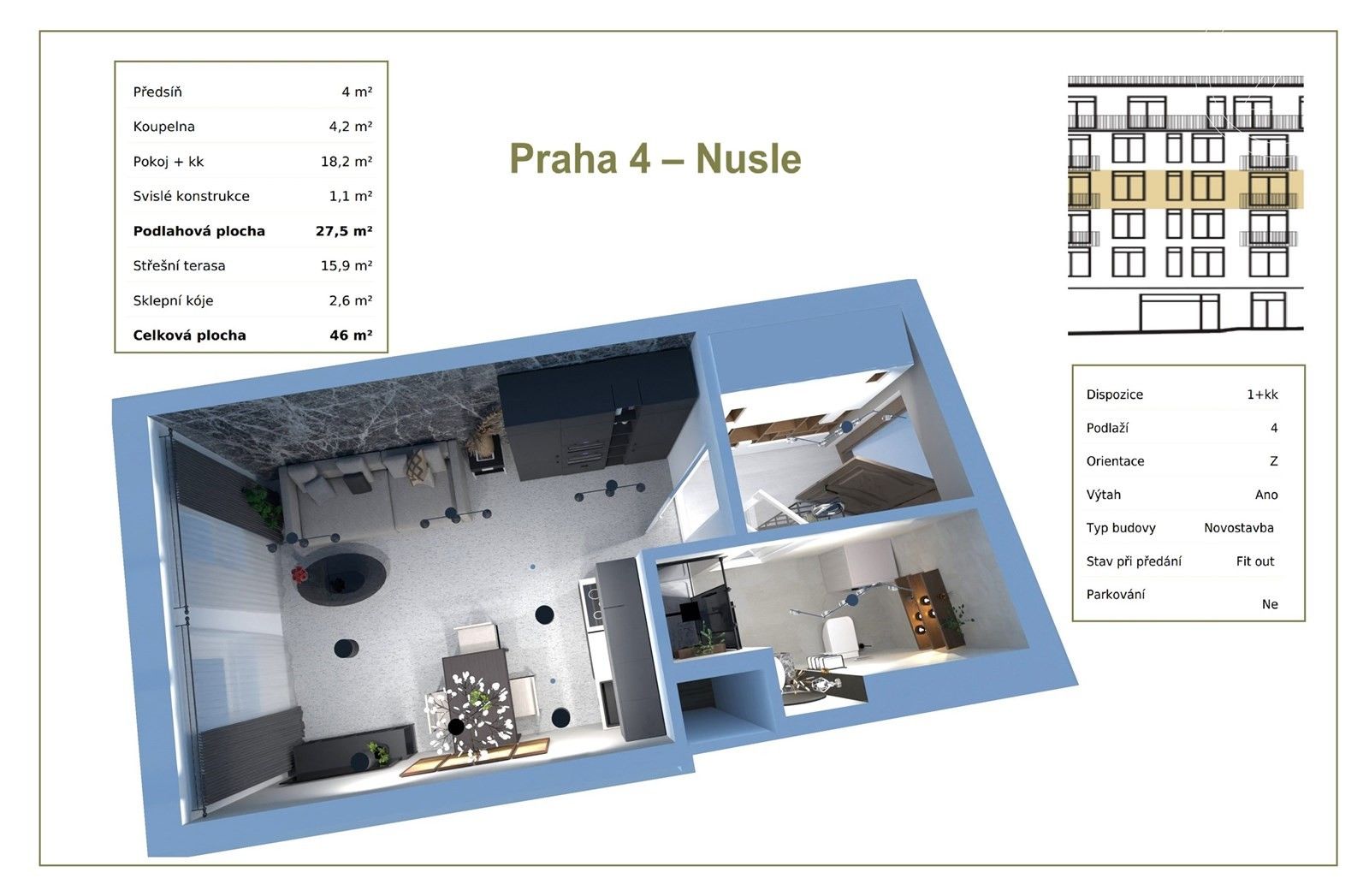 1+kk, Maroldova, Praha, 46 m²