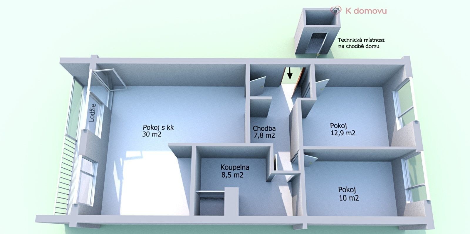 Prodej byt 3+kk - Novodvorská, Praha, 75 m²