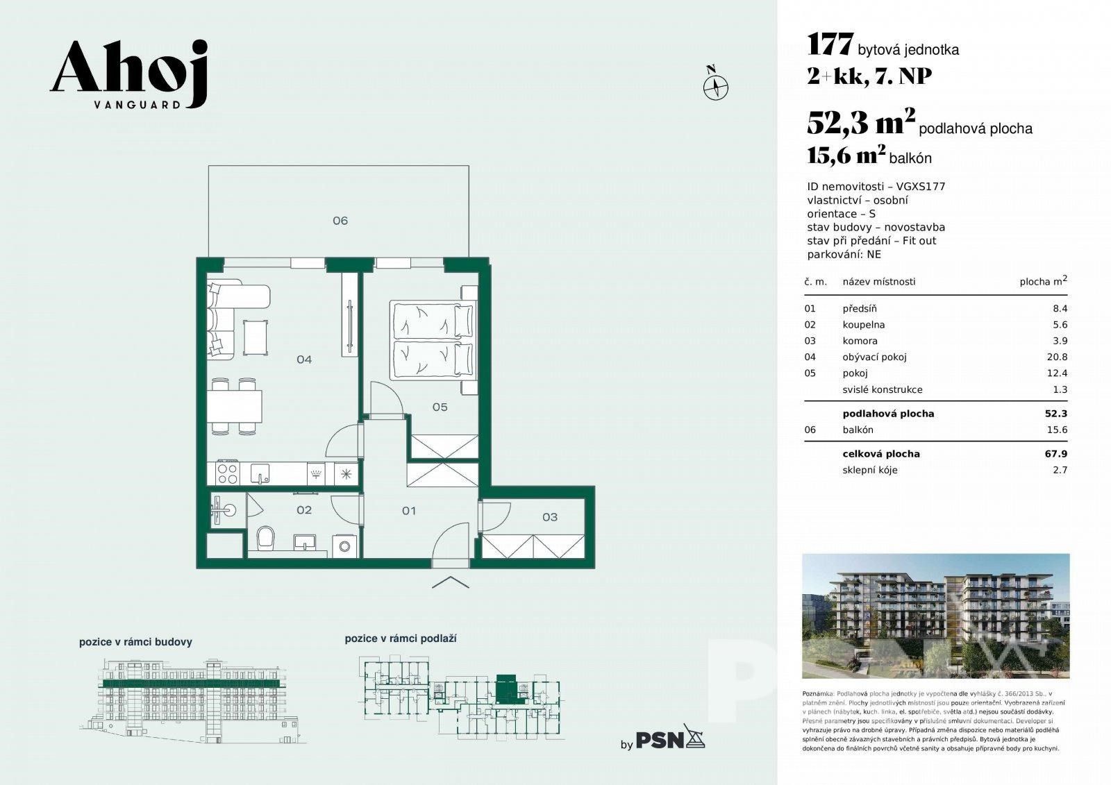 2+kk, Československého exilu, Praha, 52 m²