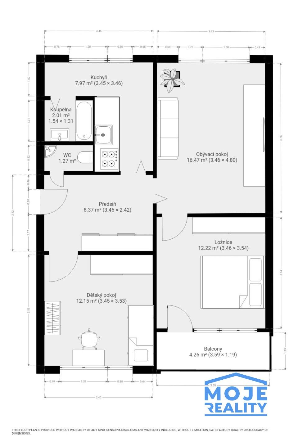 3+1, Lesní, Plzeň, 62 m²