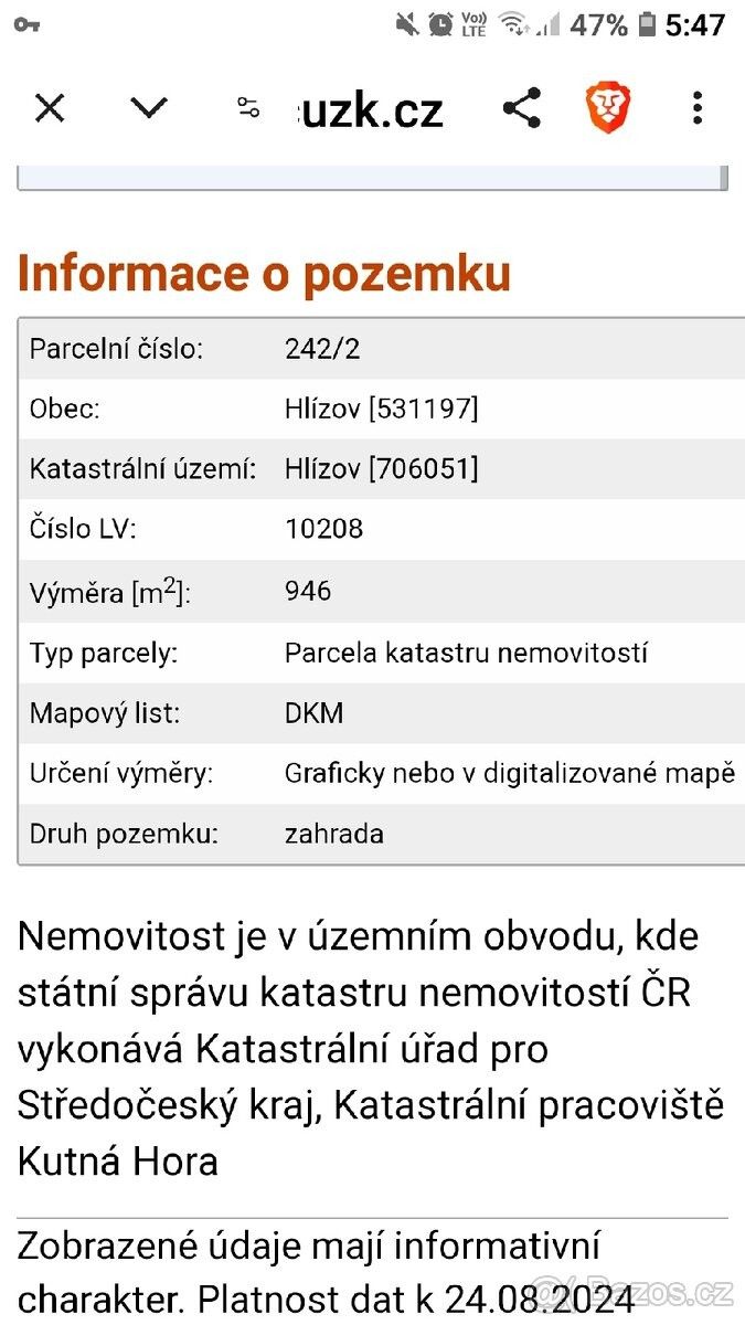 Prodej zahrada - Hlízov, 285 32, 470 m²