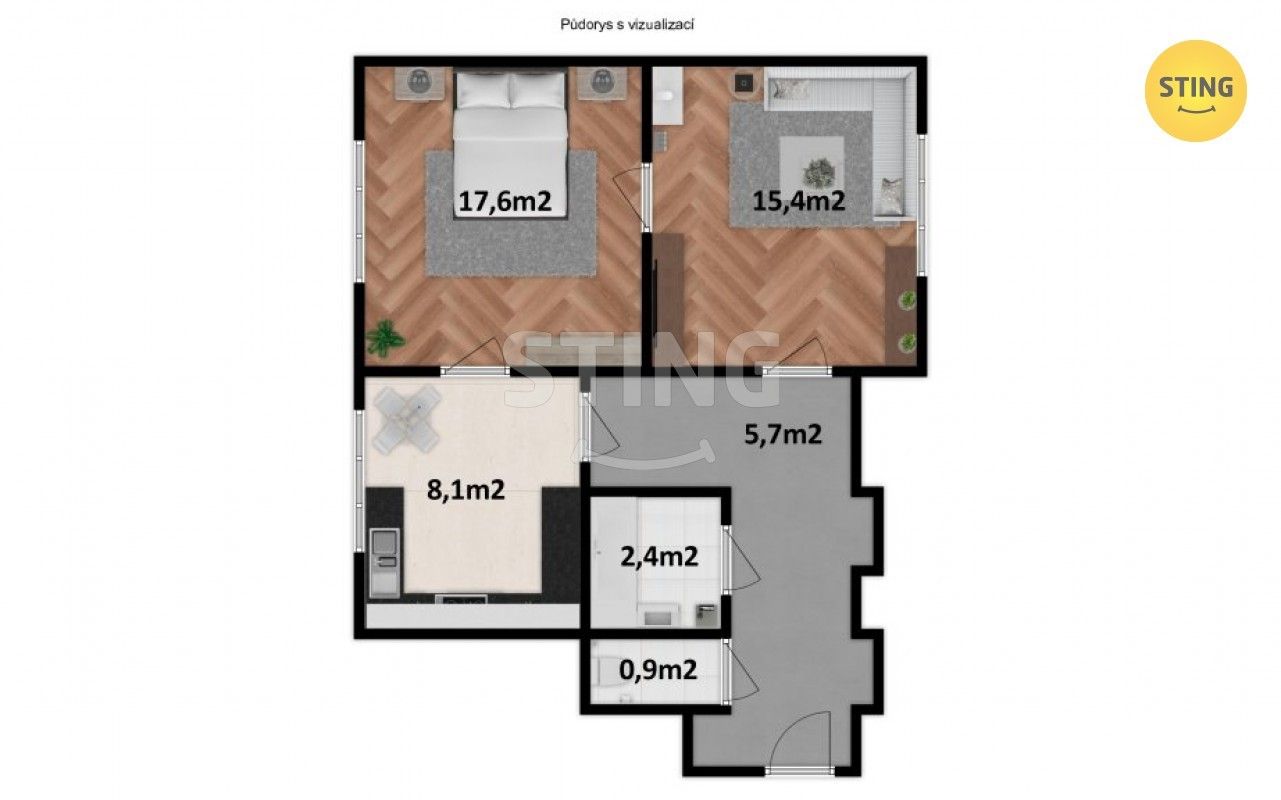 Prodej byt 2+1 - Zdounky, 50 m²