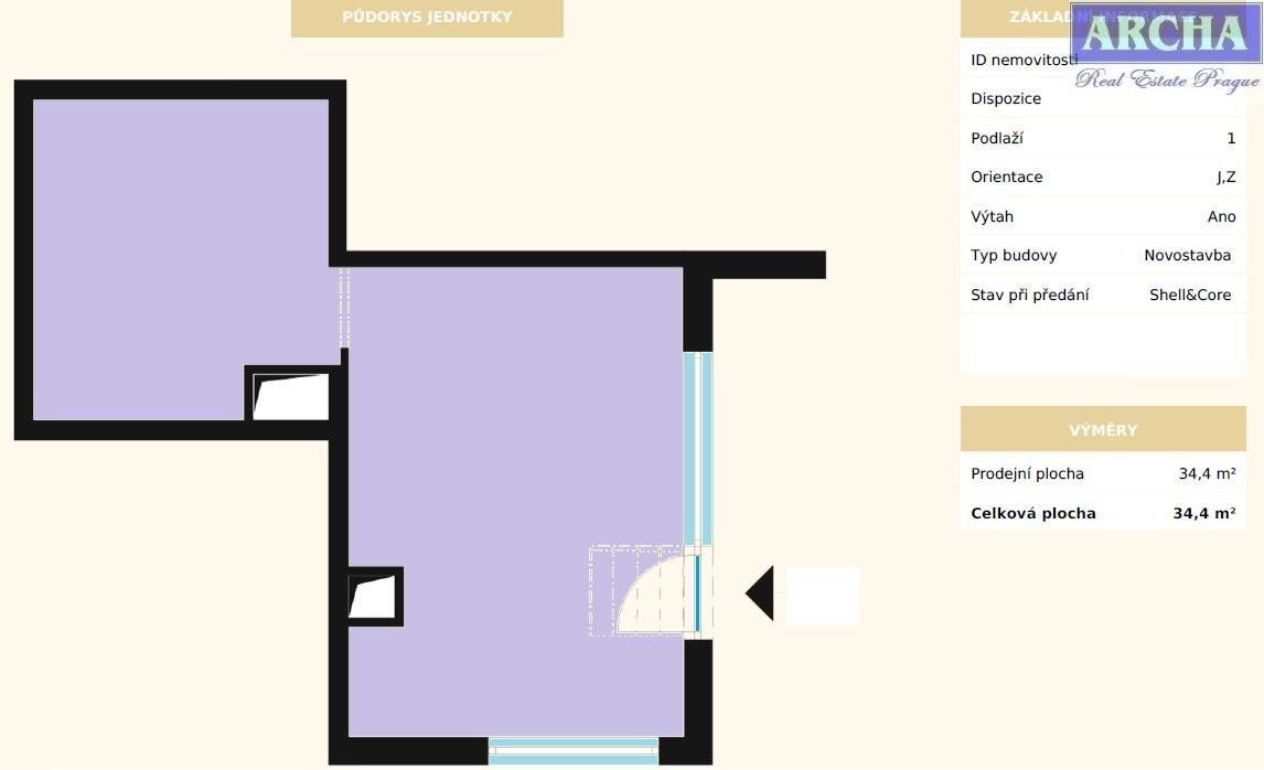 Prodej obchodní prostory - V Horkách, Praha, 34 m²