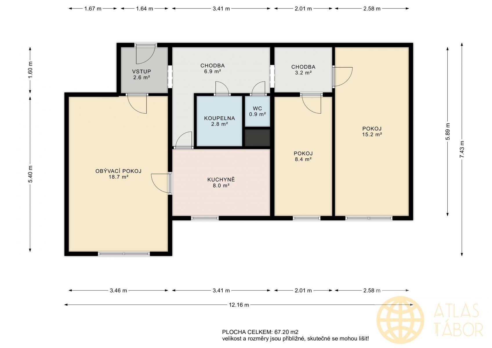 Pronájem byt 3+1 - Minská, Tábor, 70 m²