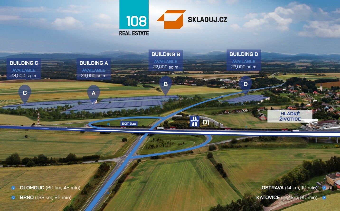 Sklady, Kujavská, Hladké Životice, 10 000 m²