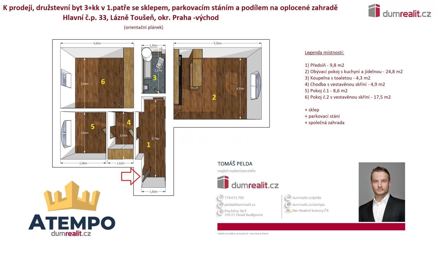 Prodej byt 3+kk - Hlavní, Lázně Toušeň, 74 m²