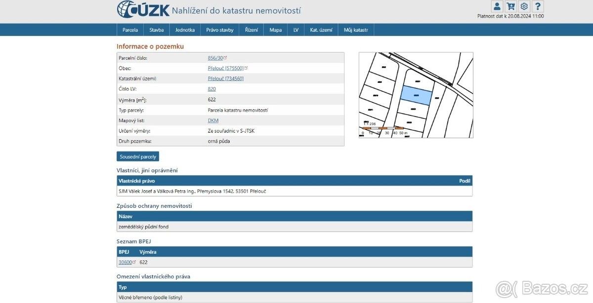 Pozemky pro bydlení, Přelouč, 535 01, 622 m²