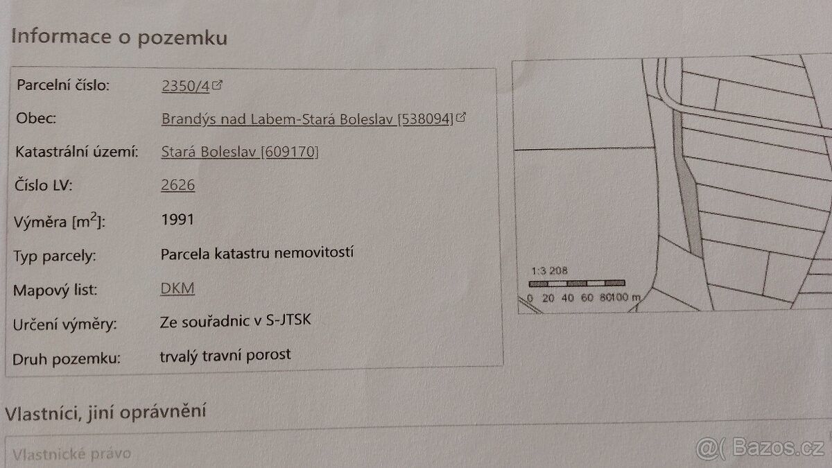 Prodej zemědělský pozemek - Brandýs nad Labem-Stará Boleslav, 250 01, 1 700 m²