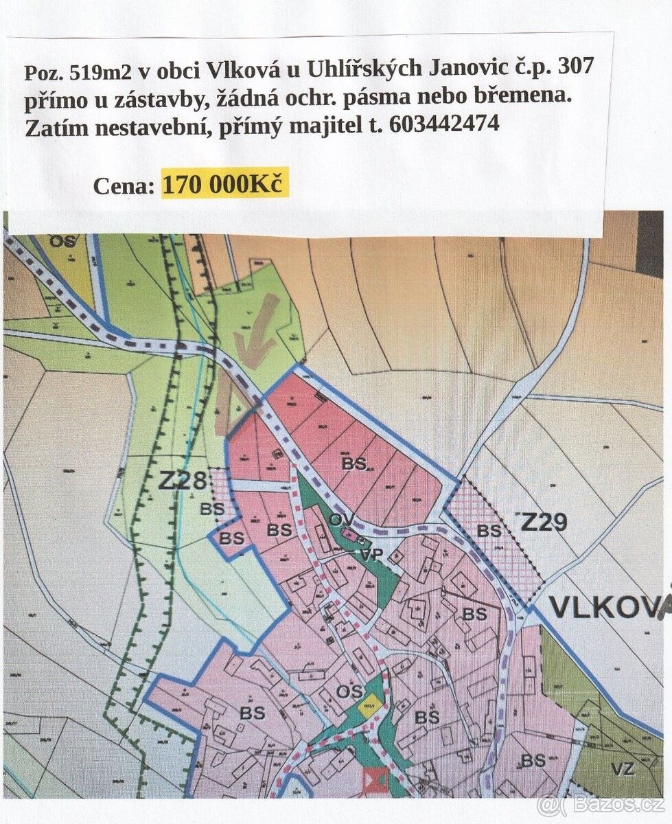 Prodej pozemek - Uhlířské Janovice, 285 04, 519 m²