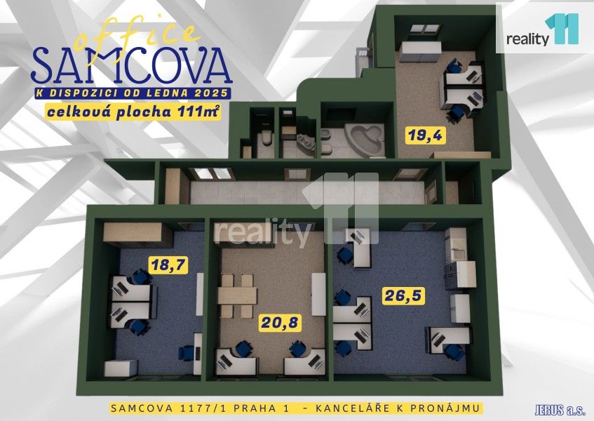 Pronájem kancelář - Samcova, Praha, 111 m²