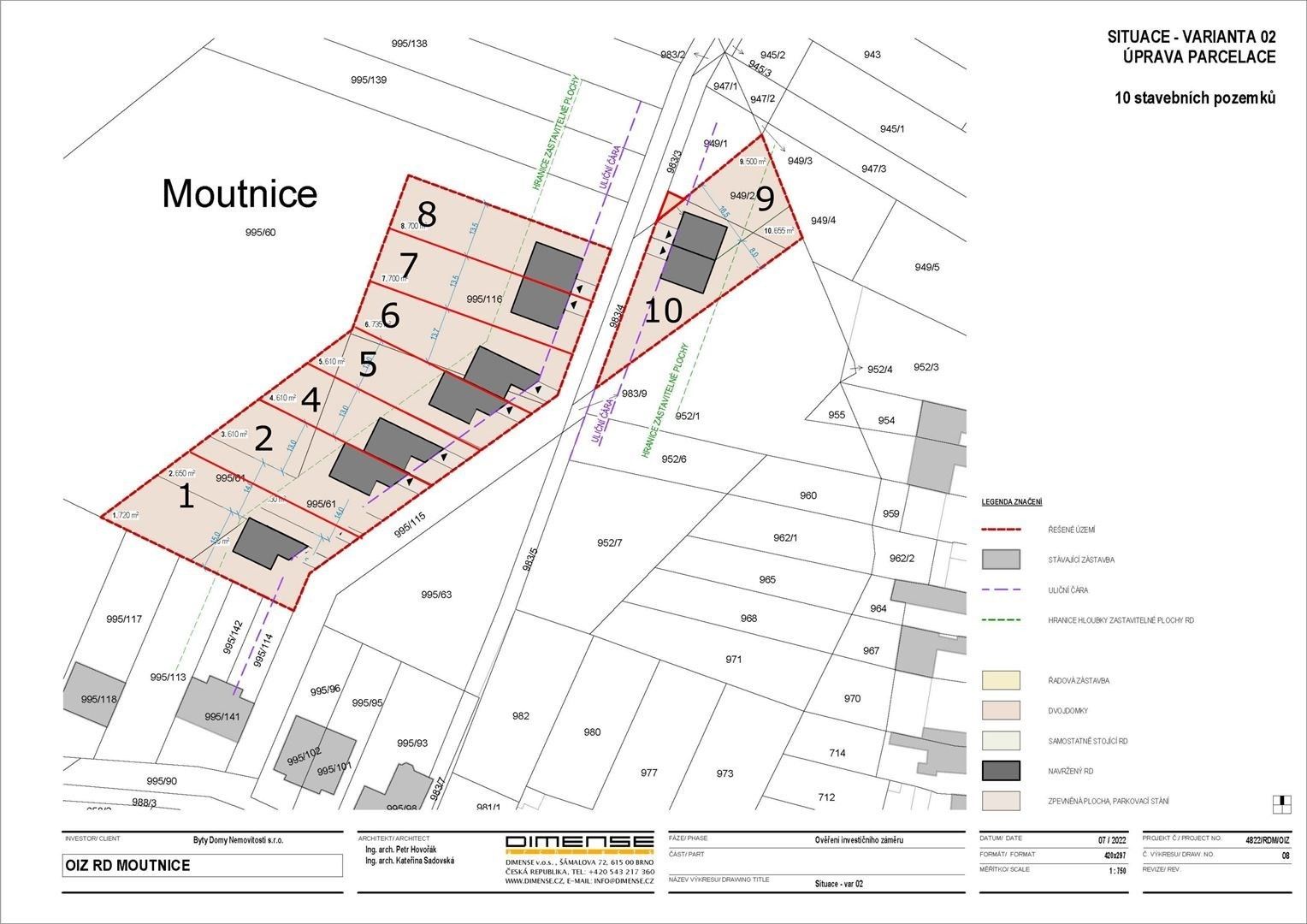 Prodej pozemek pro bydlení - Moutnice, 890 m²