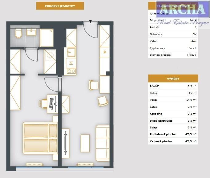 Prodej byt 2+kk - Pyšelská, Praha, 48 m²