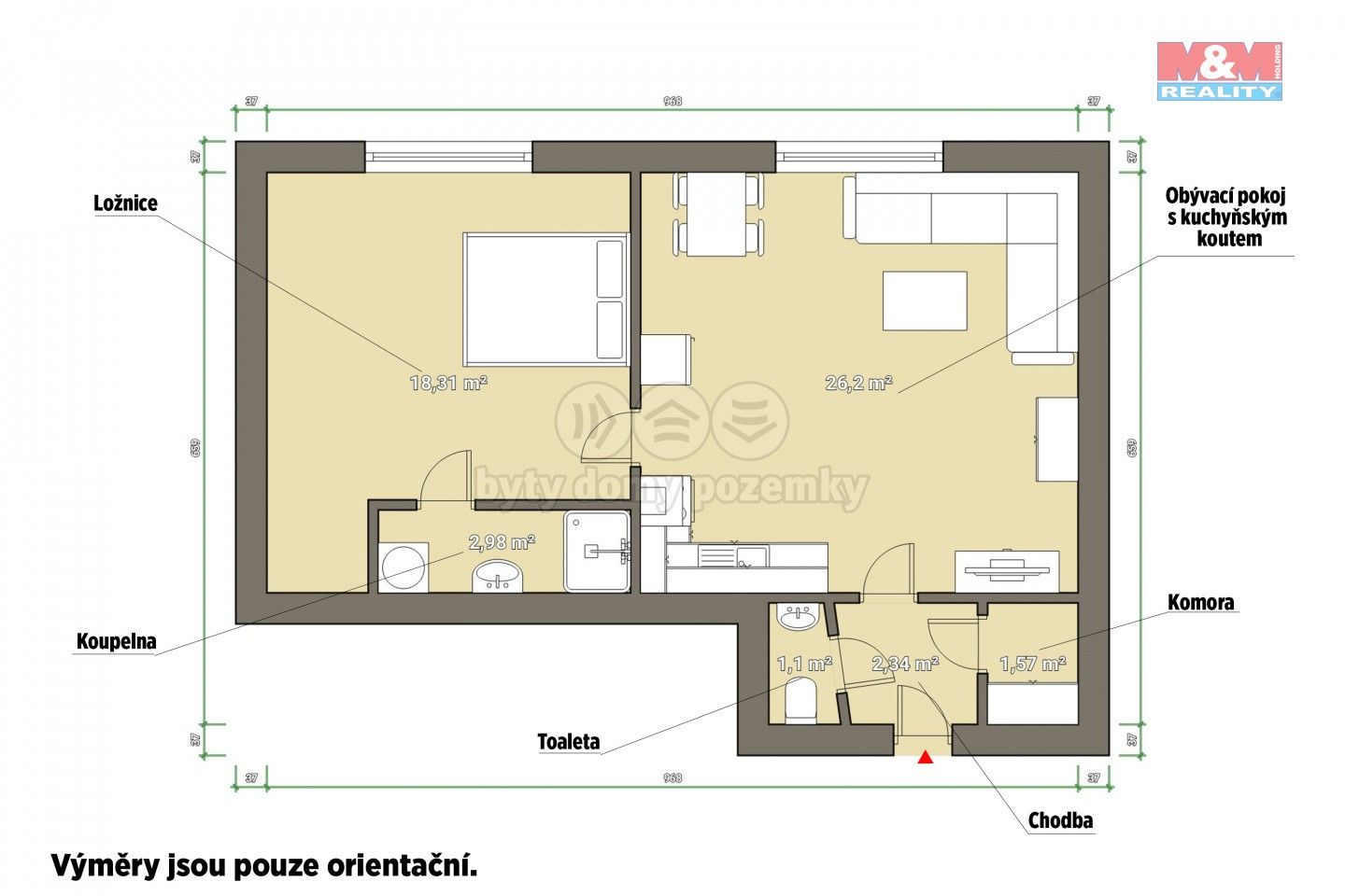 Pronájem byt 2+kk - Chválenická, Plzeň, 53 m²