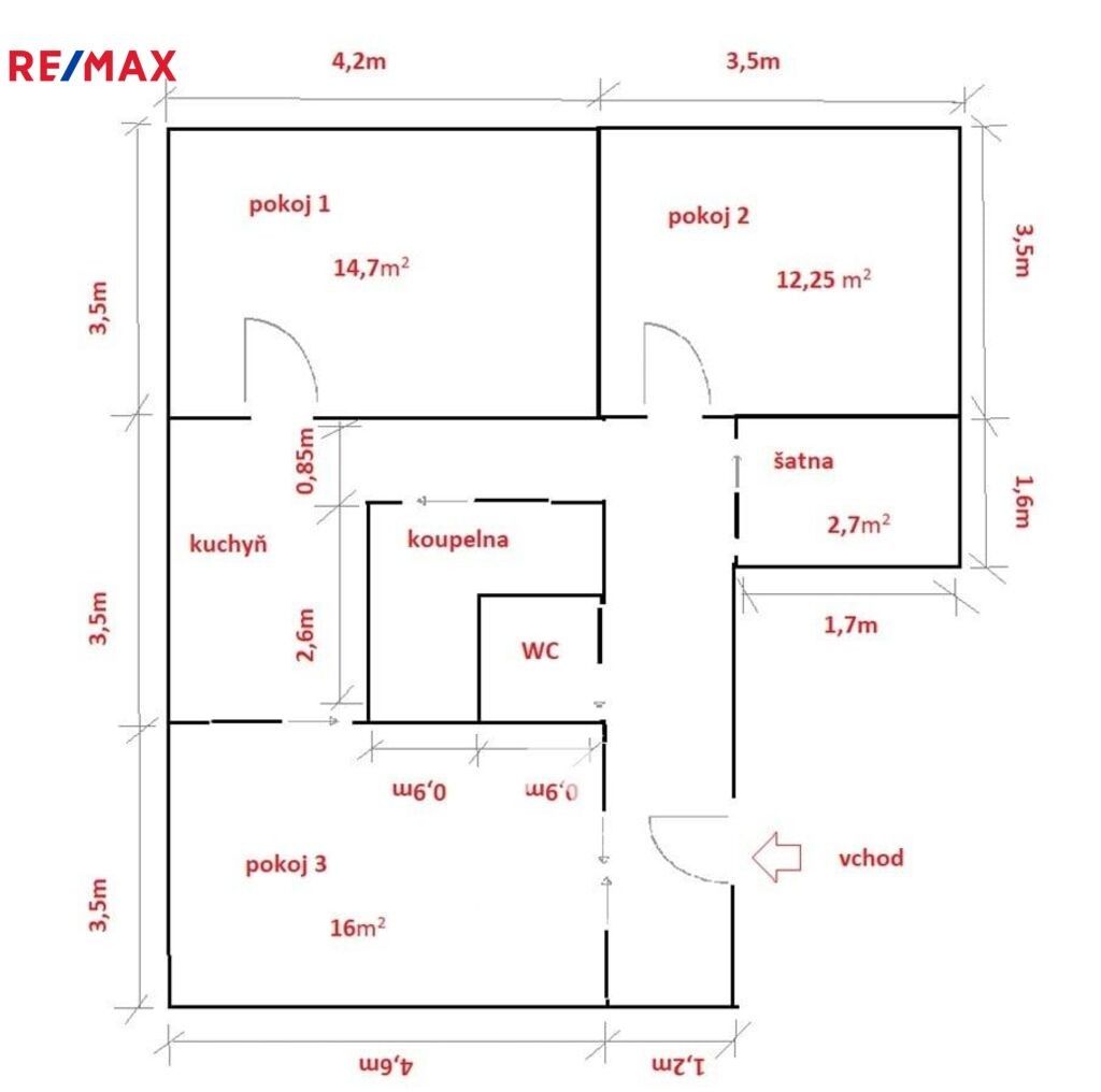 Pronájem byt 3+1 - Fr. Hrubína, Třebíč, 74 m²