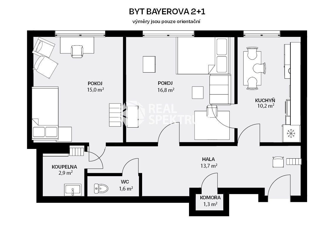 Prodej byt 2+1 - Bayerova, Brno, 63 m²