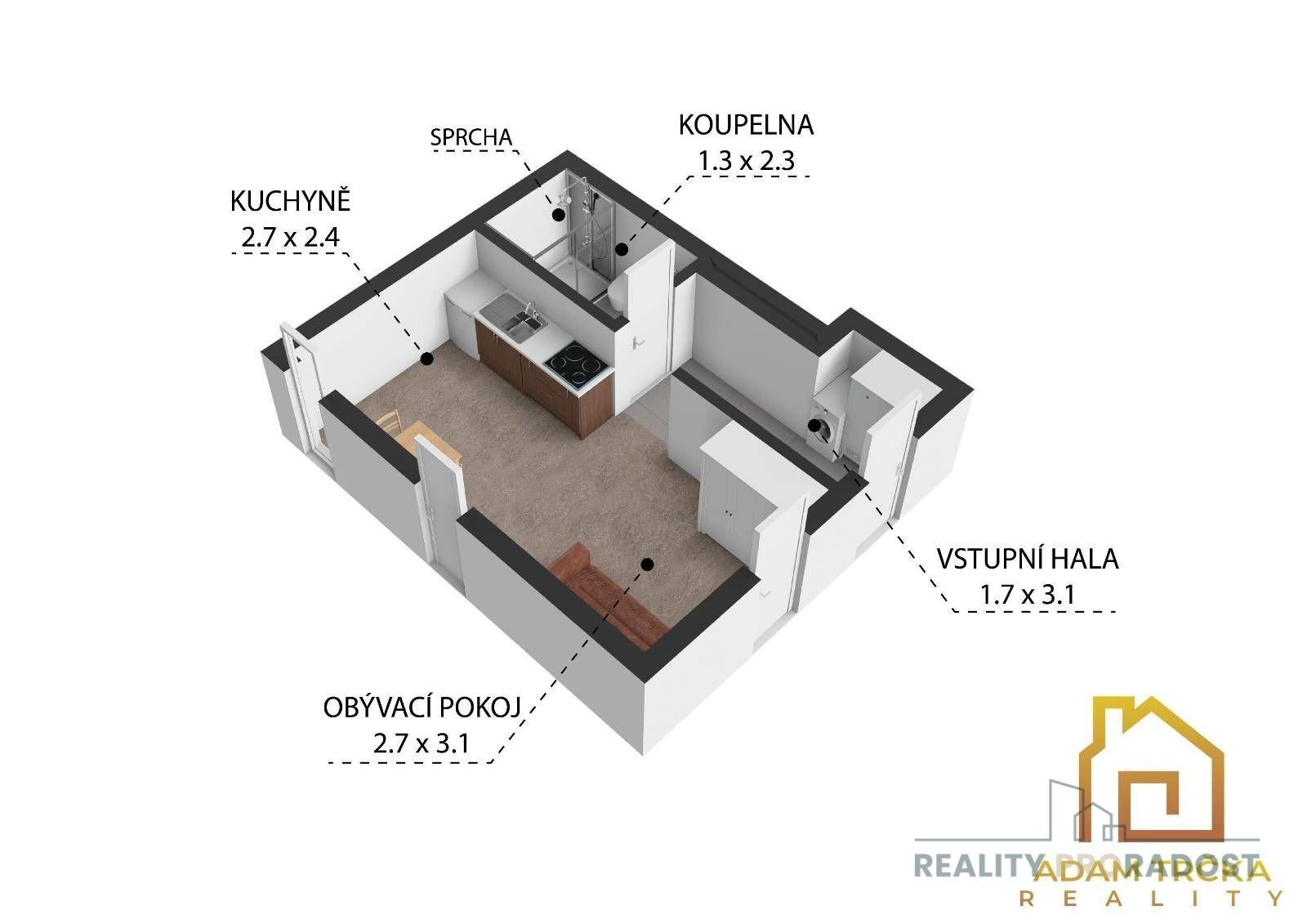 1+kk, Hradiska, Brno, 25 m²