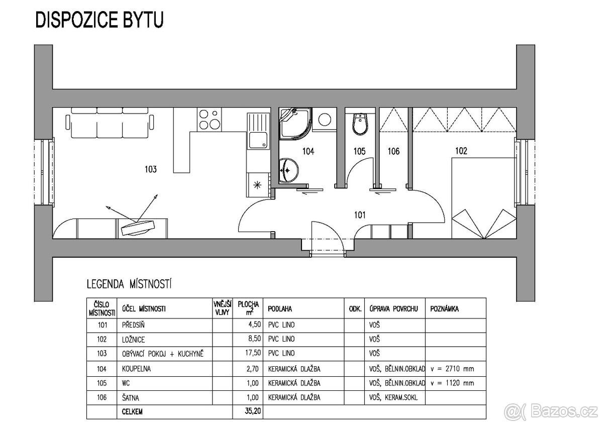 Pronájem byt 2+kk - Zlín, 760 01, 35 m²