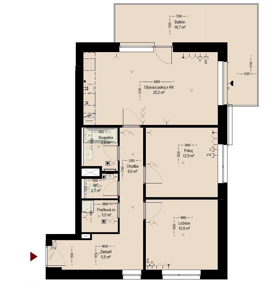 Prodej byt 3+kk - Chodská, Trutnov, 76 m²