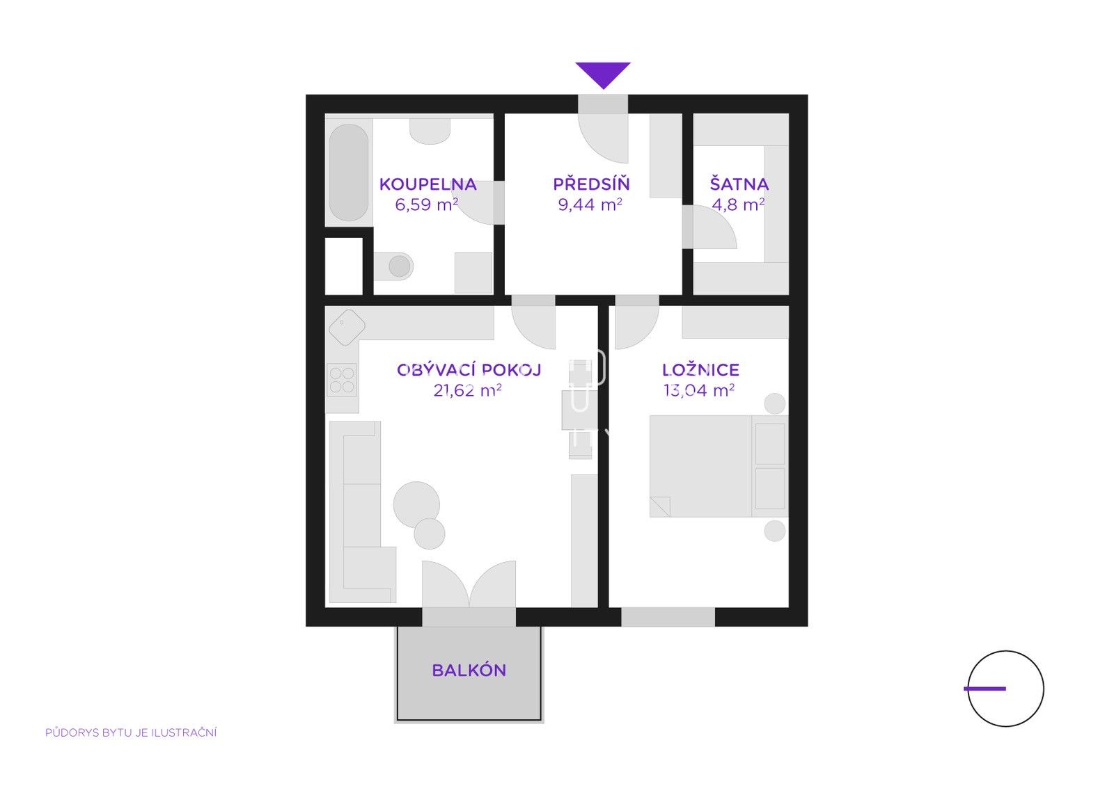 Pronájem byt 2+kk - Jantarová, Ostrava, 54 m²