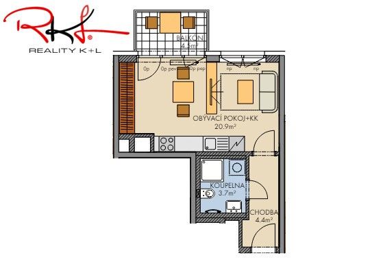 Prodej byt 1+kk - Pod Harfou, Praha, 35 m²