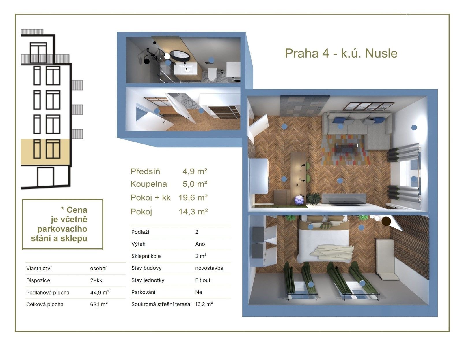 2+kk, Nusle, Praha, 63 m²