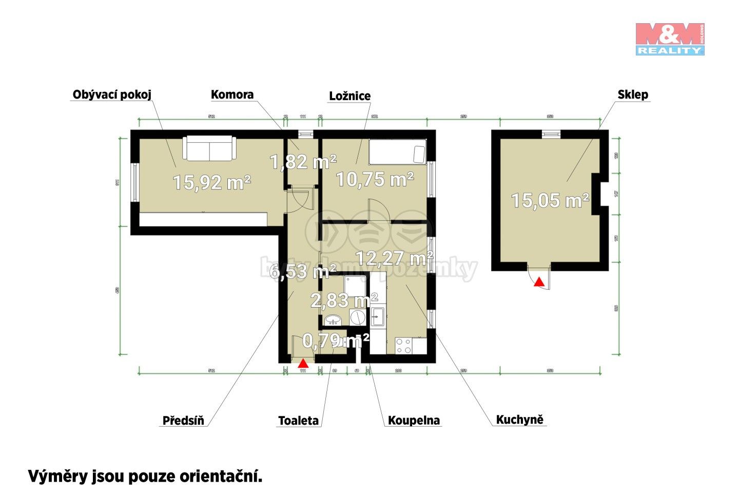 Prodej byt 2+1 - Hlinky, Stanovice, 50 m²