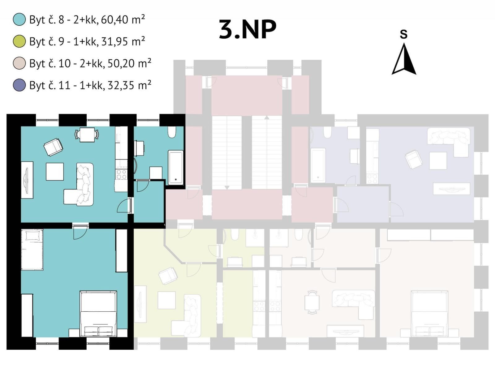 Pronájem byt 2+kk - Sokolská, Liberec, 60 m²