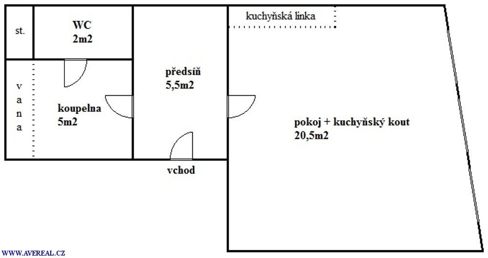 Pronájem byt 1+kk - Praha, 169 00, 33 m²