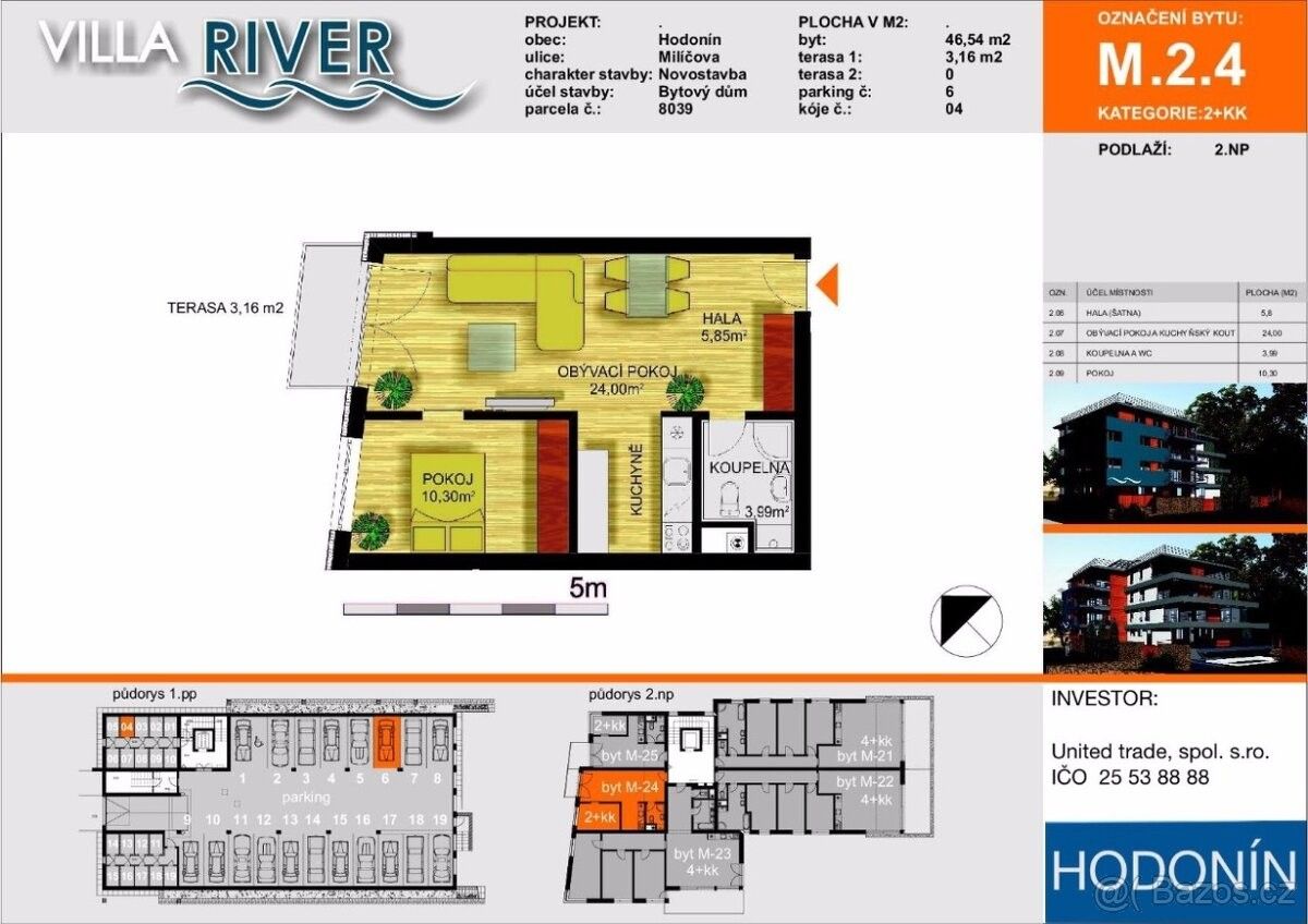 Prodej byt 2+kk - Hodonín, 695 01, 46 m²